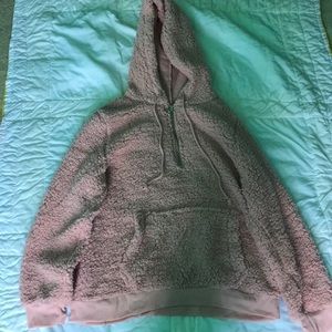 light pink fluffy sweater